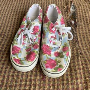 Vans Pink and Green Floral Sneakers